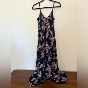 ANGL dark floral witchy whimsigoth handkerchief boho V neck sleeveless dress